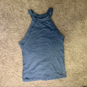 American Eagle Blue Ribbed Crop Top